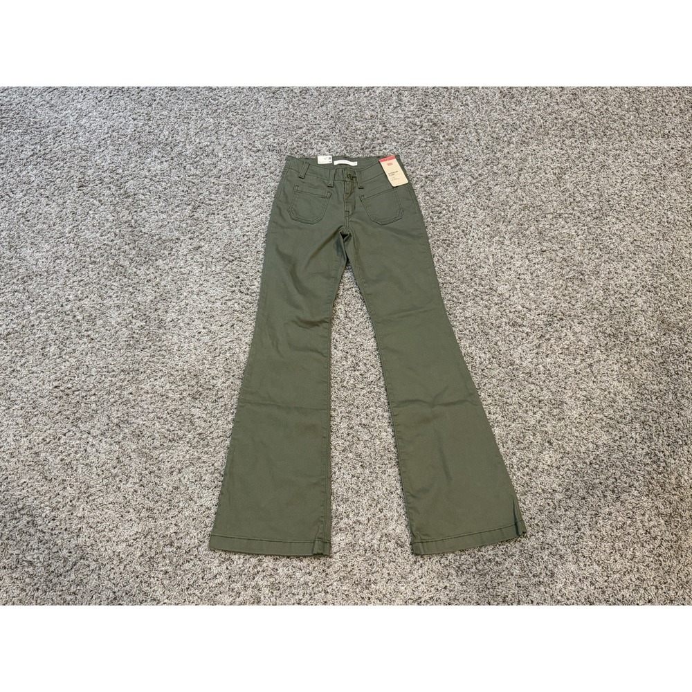 Women's Levi's Super Low Flare Pants Size 24x34 Green NWT Western Y2K look